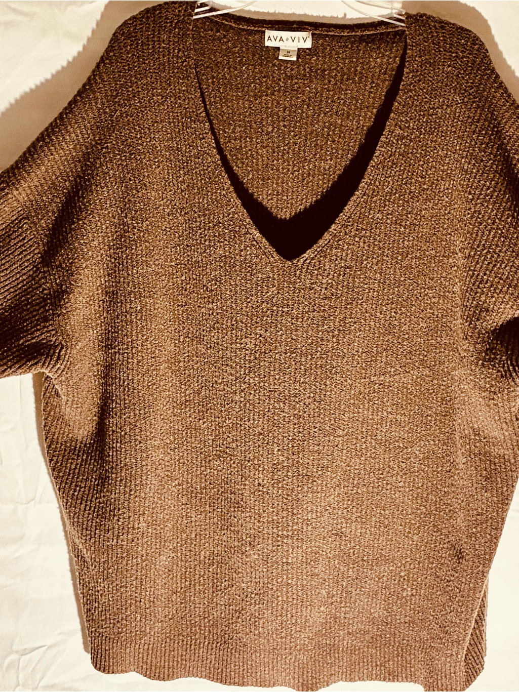 Ava & Viv Chocolate Brown V-Neck Knit Sweater